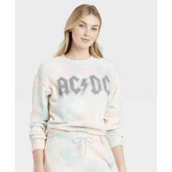 AC/DC Pastel Tye Dye Graphic Sweatshirt - Picture 1 of 5
